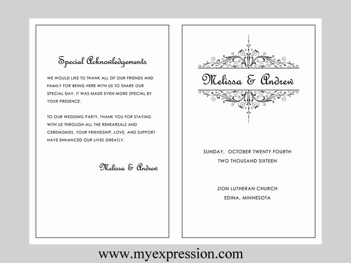 Free Church Program Template Microsoft Word Luxury Wedding Program Template Vintage Filigree Instant Download