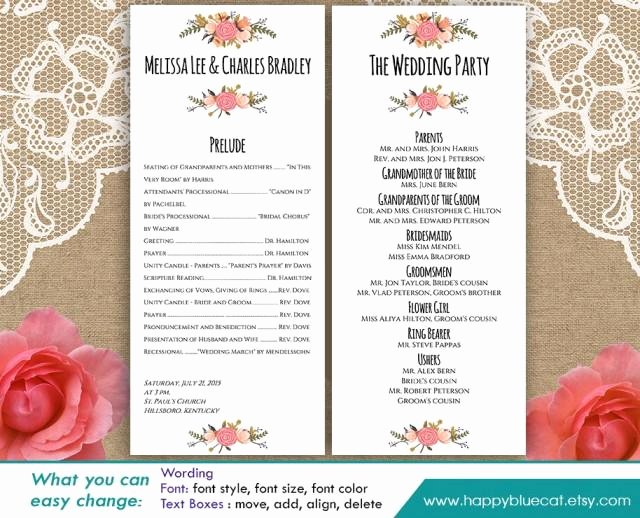 Free Church Program Template Word New Diy Printable Program Wedding Template Instant Download