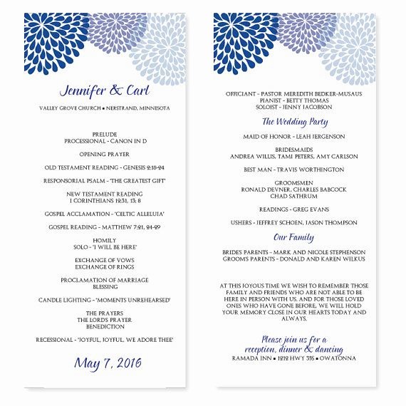 Free Church Program Template Word New Wedding Program Template Chrysanthemum Blue Tea Length