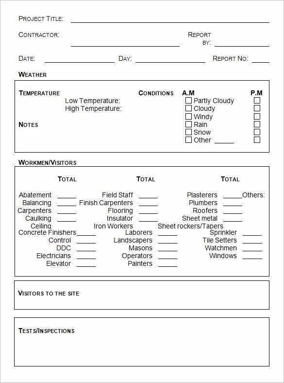 Free Construction Daily Report Template Excel Awesome Daily Construction Report Template 25 Free Word Pdf