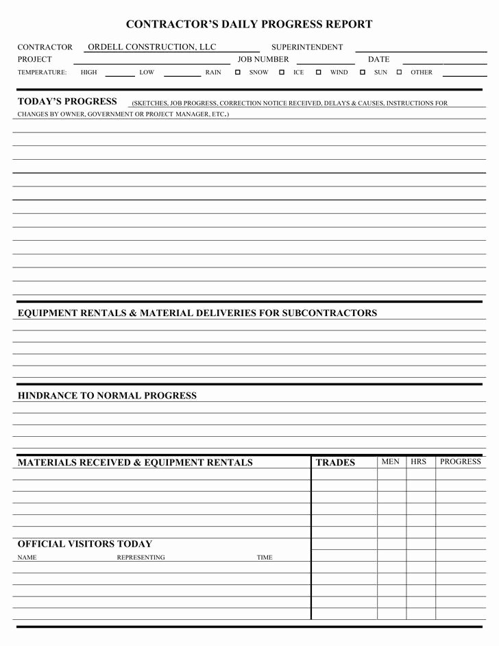 Free Construction Daily Report Template Excel Elegant 25 Daily Construction Report Template Free Download