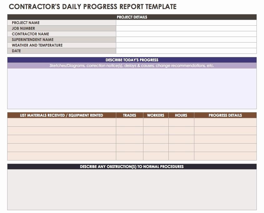Free Construction Daily Report Template Excel Inspirational Construction Daily Reports Templates or software Smartsheet