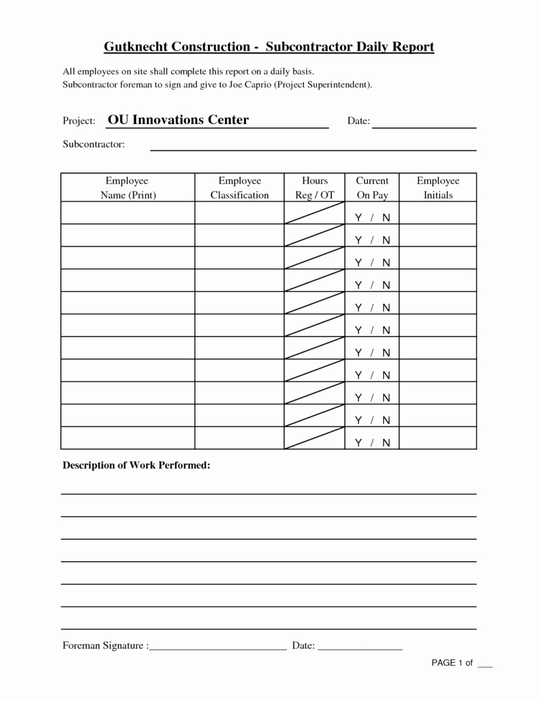 Free Construction Daily Report Template Excel Luxury Construction Daily Report Sample Worksheet Template