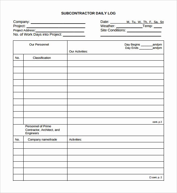 Free Construction Daily Report Template Excel Luxury Daily Construction Report Template 25 Free Word Pdf