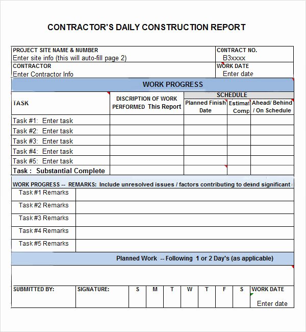 Free Construction Daily Report Template Excel Luxury Daily Report 7 Free Pdf Doc Download