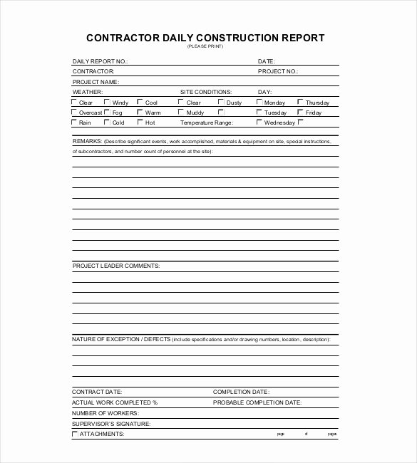 Free Construction Daily Report Template Excel New 28 Sample Daily Report Templates Pdf Ms Word