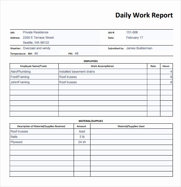 Free Construction Daily Report Template Excel Unique Sample Daily Report 25 Documents In Pdf Word