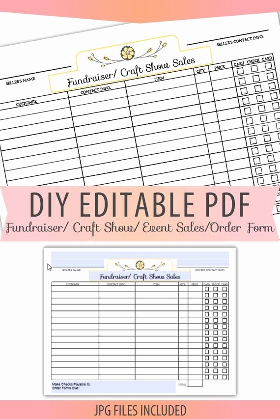 Free Craft order form Template Awesome Diy Editable Printable Pdf order form Fundraiser Craft