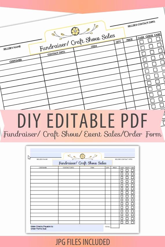 Free Craft order form Template Awesome Diy Editable Printable Pdf order form Fundraiser Craft