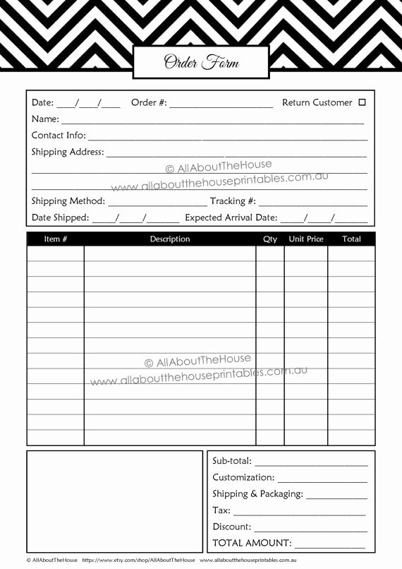 Free Craft order form Template Awesome order form Custom order form Printable Business Planner