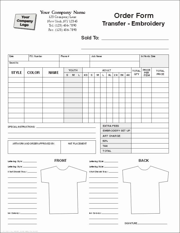 Free Craft order form Template Best Of Embroidery order form Embroidery form