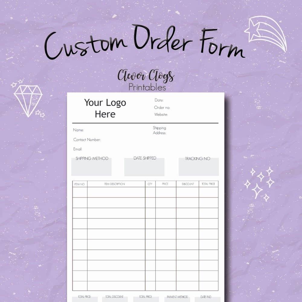 Free Craft order form Template Fresh Custom order form Business organizer Branded Staionery