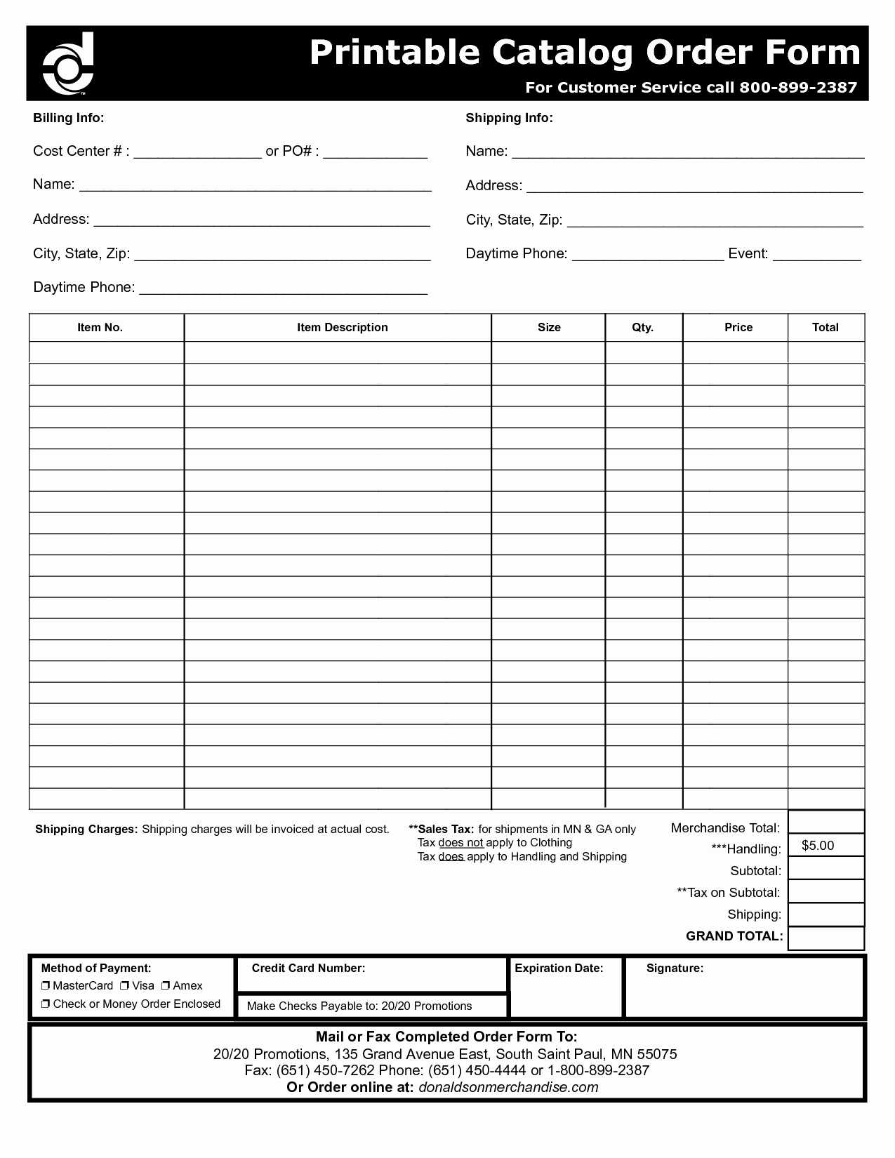 Free Craft order form Template Lovely Free order forms Printable Catalog order form