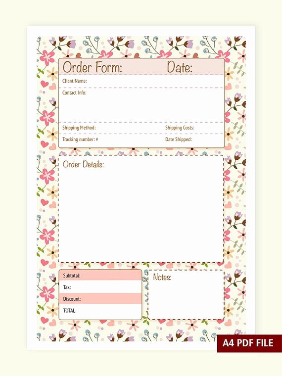 Free Craft order form Template Luxury order form A4 Pdf File Instant Download by Verogobet On