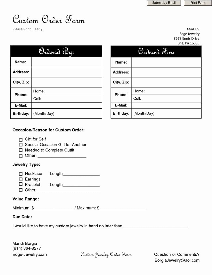 Free Craft order form Template Unique Special order form