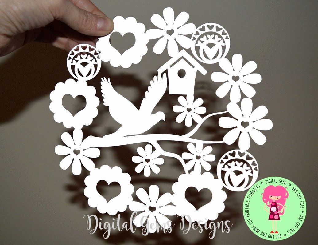 Free Cricut Paper Flower Template Beautiful Dove and Flower Paper Cut Template Svg Dxf Cutting File