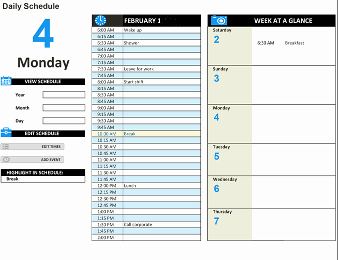 Free Daily Schedule Template Best Of Daily Work Schedule