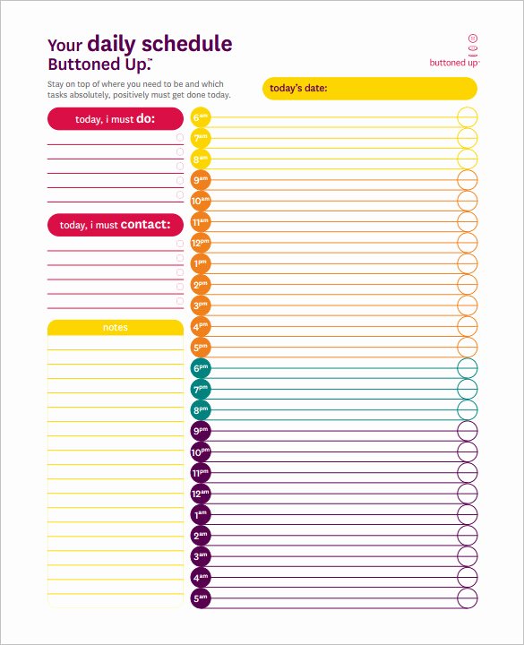 Free Daily Schedule Template Inspirational 22 24 Hours Schedule Templates Pdf Doc Excel