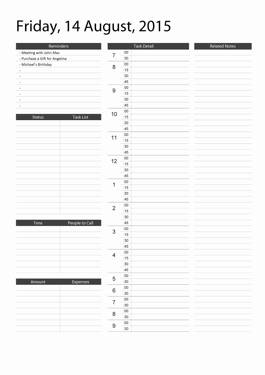 Free Daily Schedule Template Luxury 40 Printable Daily Planner Templates Free Template Lab