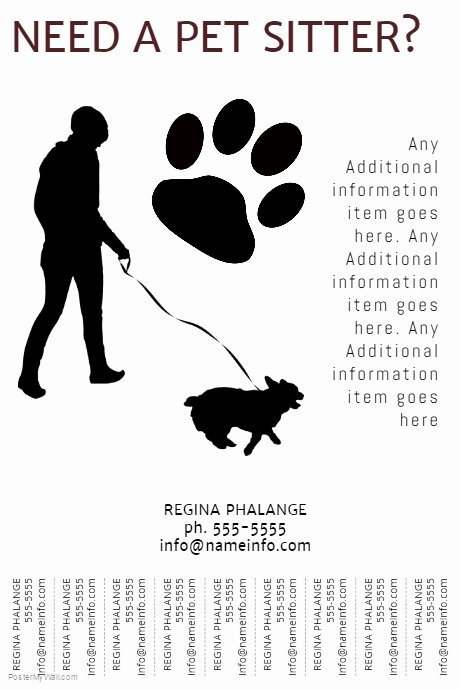 Free Dog Walking Flyer Template Awesome Printable Pet Sitter Flyer Template with Tear Off Tabs