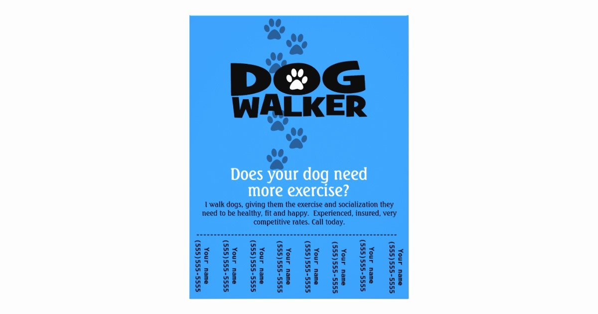 Free Dog Walking Flyer Template Beautiful Dog Walker Promotional Tear Sheet Flyer Template B