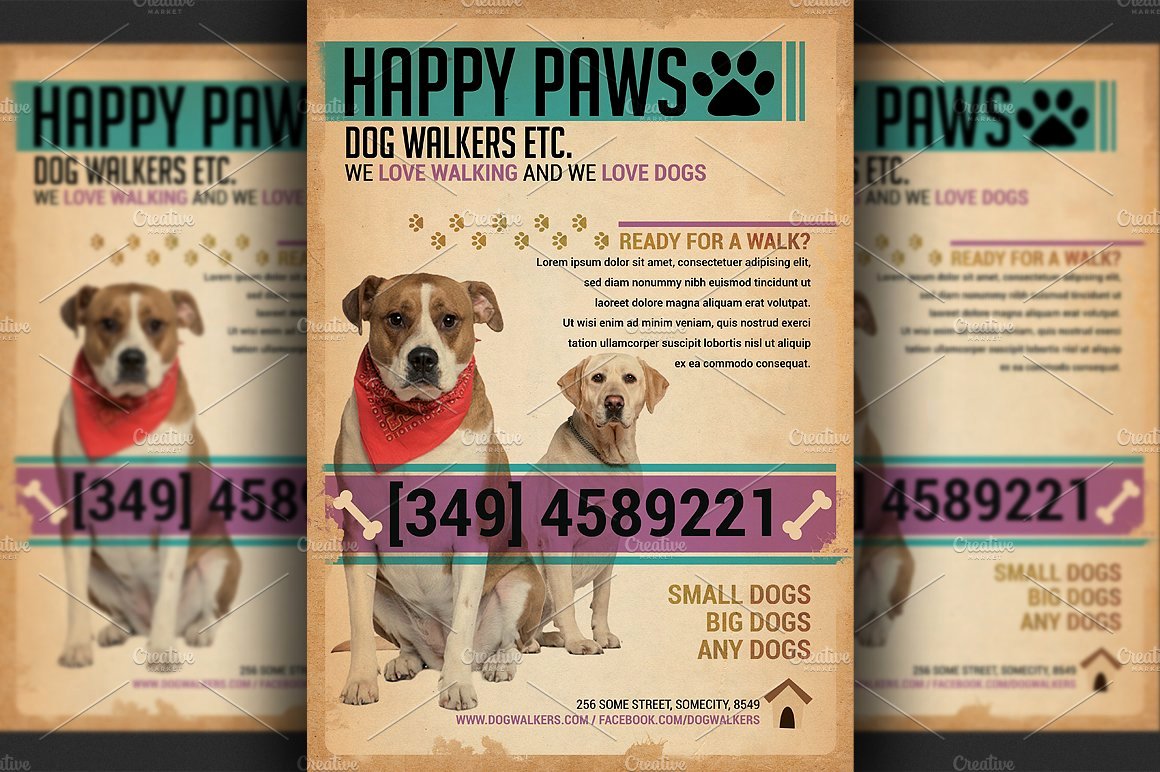 Free Dog Walking Flyer Template Best Of Dog Walkers Flyer Template Flyer Templates Creative Market