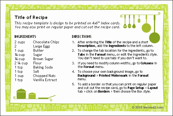 Free Editable Recipe Card Templates for Microsoft Word Fresh Free Printable Recipe Card Template for Word