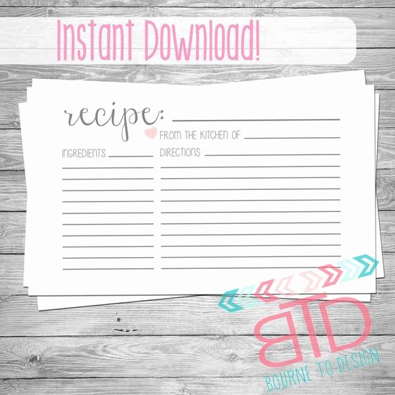 Free Editable Recipe Card Templates for Microsoft Word Unique Recipe Card Printable Recipe Card Instant Download Kitchen