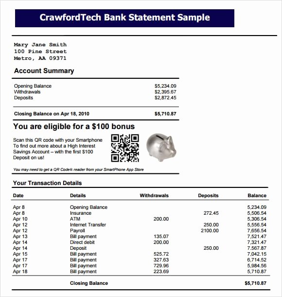 Free Fake Bank Statement Lovely 9 Free Bank Statement Templates Word Excel Sheet Pdf