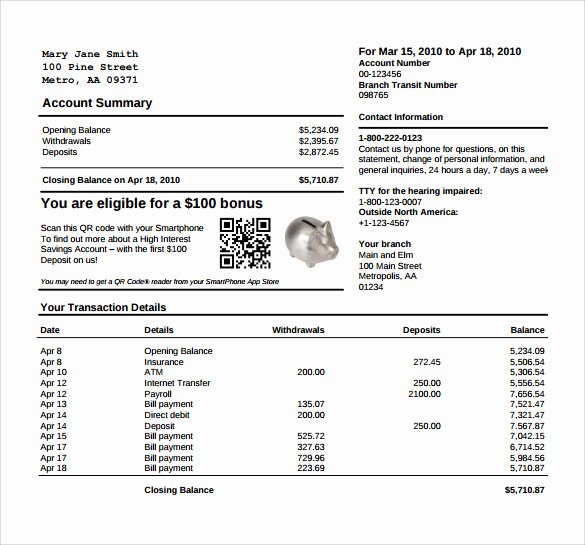 Free Fake Bank Statement Template Luxury Sample Bank Statement Template 13 Free Documents