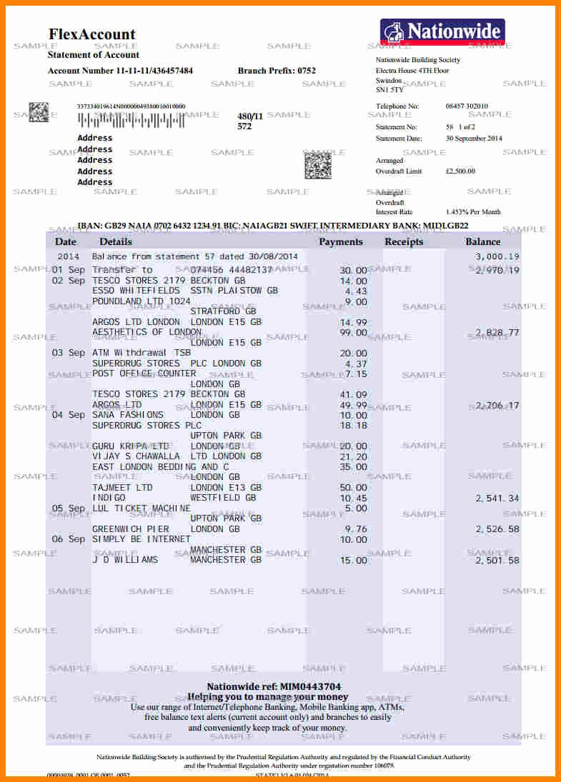 fake bank statement template free uk