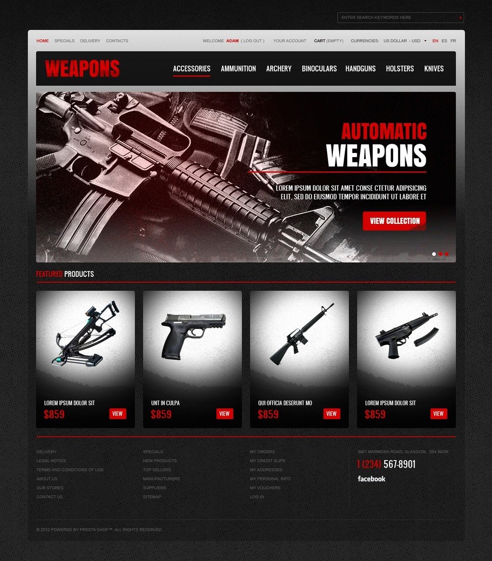 Free Firearms Website Templates Fresh Weapons Store Prestashop theme