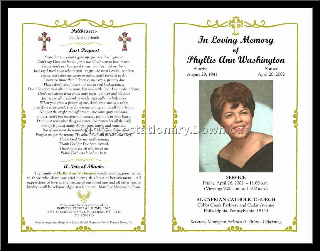 Free Funeral Program Template Word Fresh Free Funeral Program Template