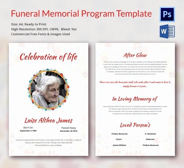 Free Funeral Program Template Word Luxury Funeral Program Template 16 Word Psd Document Download