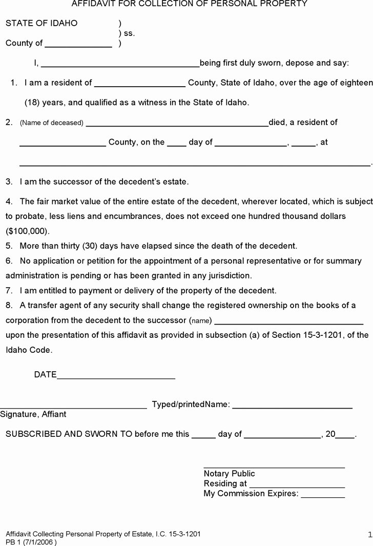 Free General Affidavit form Download Awesome 11 Idaho Affidavit form Free Download