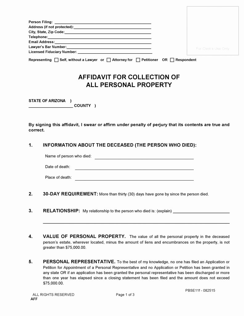 Free General Affidavit form Download Awesome Free Arizona Small Estate Affidavit form Pdf Word