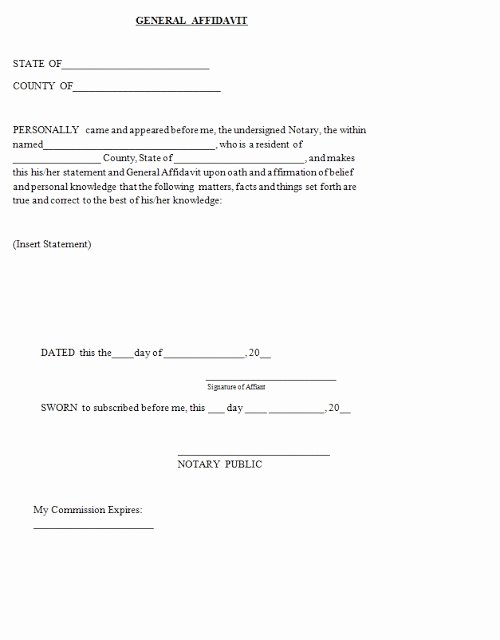 Free General Affidavit form Download Beautiful General Affidavit Template Sample