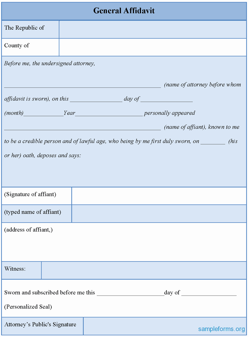 Free General Affidavit form Download Beautiful Printable Affidavit Legal form Frompo