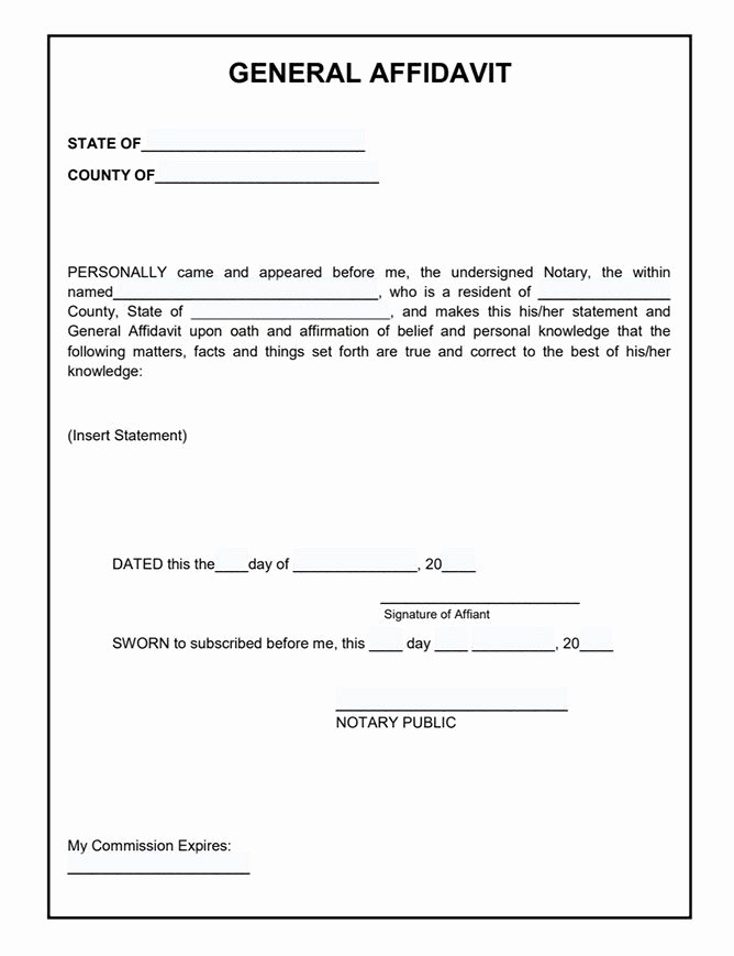 Free General Affidavit form Download Fresh Affidavit form