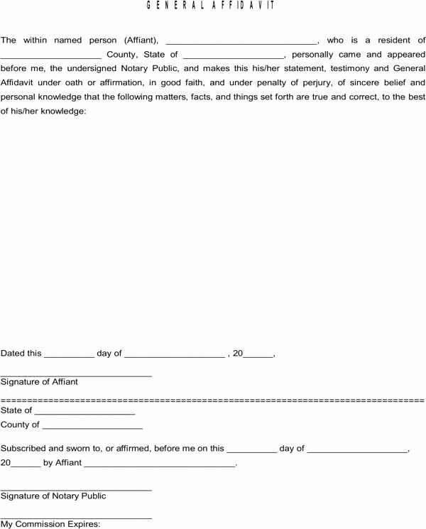 Free General Affidavit form Download Inspirational Download General Affidavit for Free formtemplate