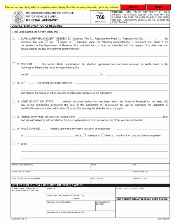 Free General Affidavit form Download Luxury Download Missouri General Affidavit form for Free