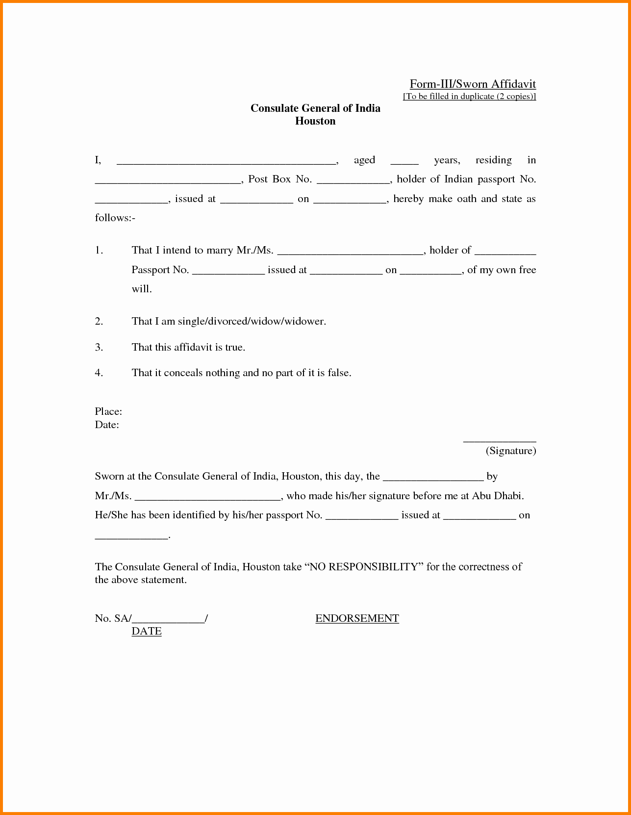 Free General Affidavit form Download Luxury Efficient General Sworn Affidavit form Example with Blank
