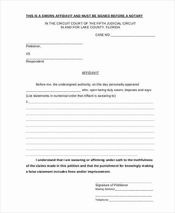 Free General Affidavit form Download New 7 Sample Blank Affidavit forms Pdf