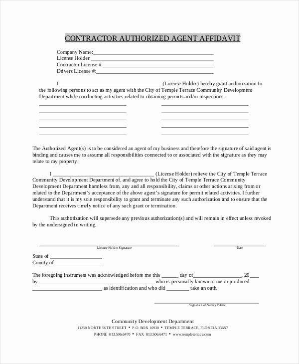 Free General Affidavit form Download New 9 Contractor Affidavit form Sample Free Sample Example