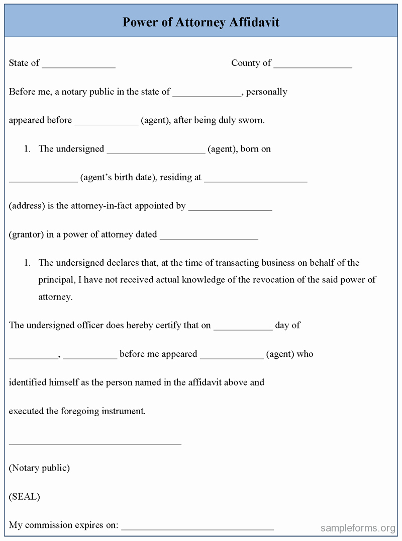 Free General Affidavit form Download New Free Download Example Of Power Of attorney Affidavit with