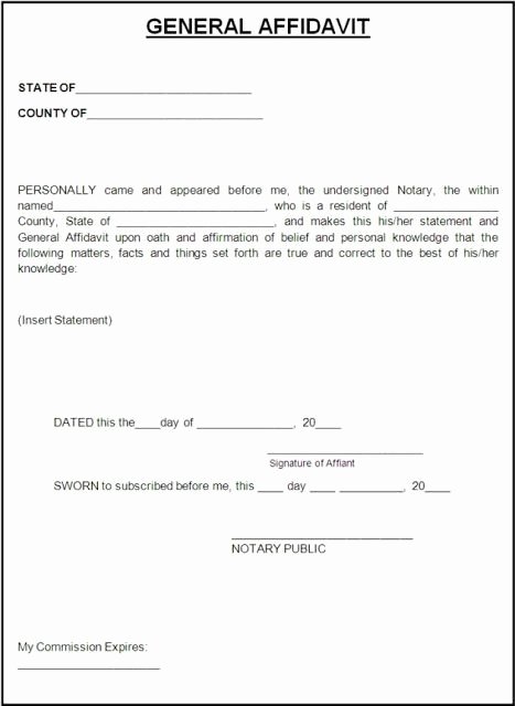 Free General Affidavit form Download New Sworn Affidavit Template for Immigration