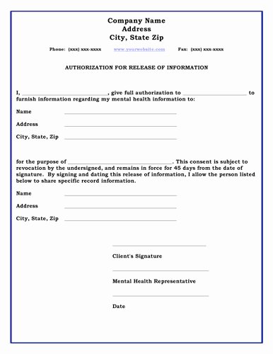 Free General Release form Template Best Of 26 Of Standard Medical Authorization form Template