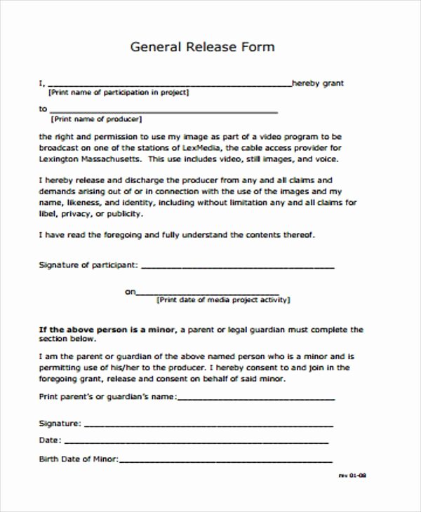 Free General Release form Template Best Of Free General Liability Release form General