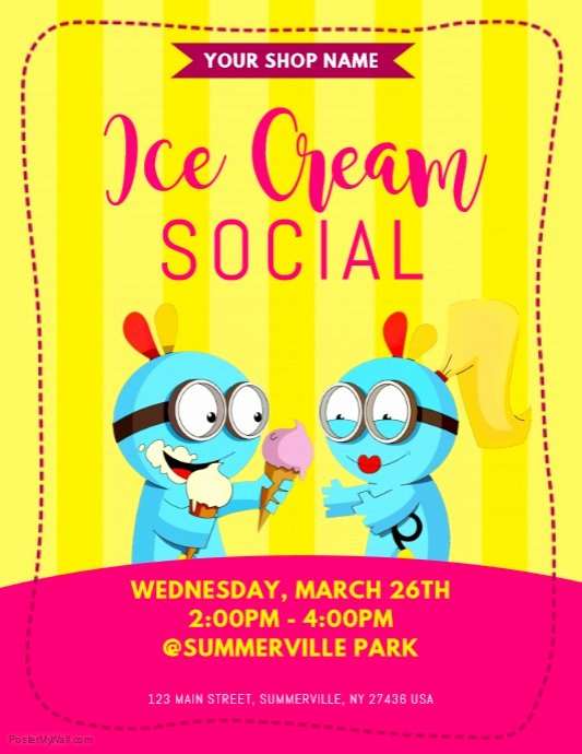 Free Ice Cream social Flyer Template Elegant Ice Cream social Flyer Template