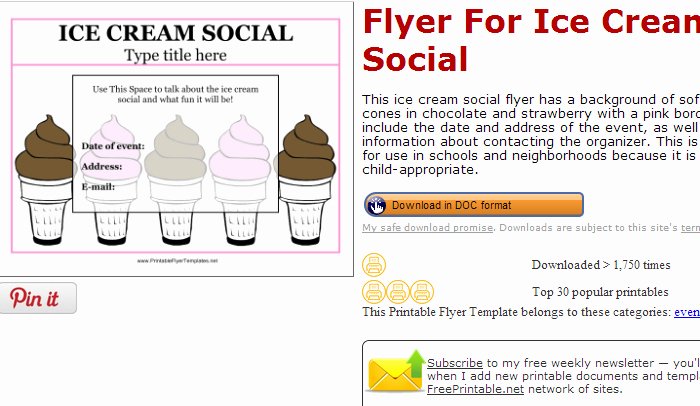 Free Ice Cream social Flyer Template New August 2014